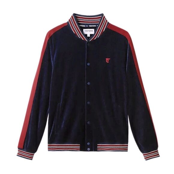 Tretorn NWT Navy Velour Colorblock Track Jacket Size Medium - Picture 2 of 13